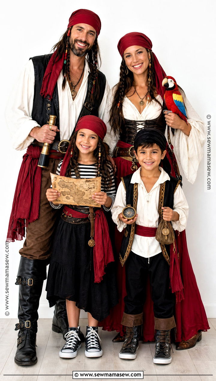 Family Pirate Crew Costume - 30 last minute pirate costume ideas