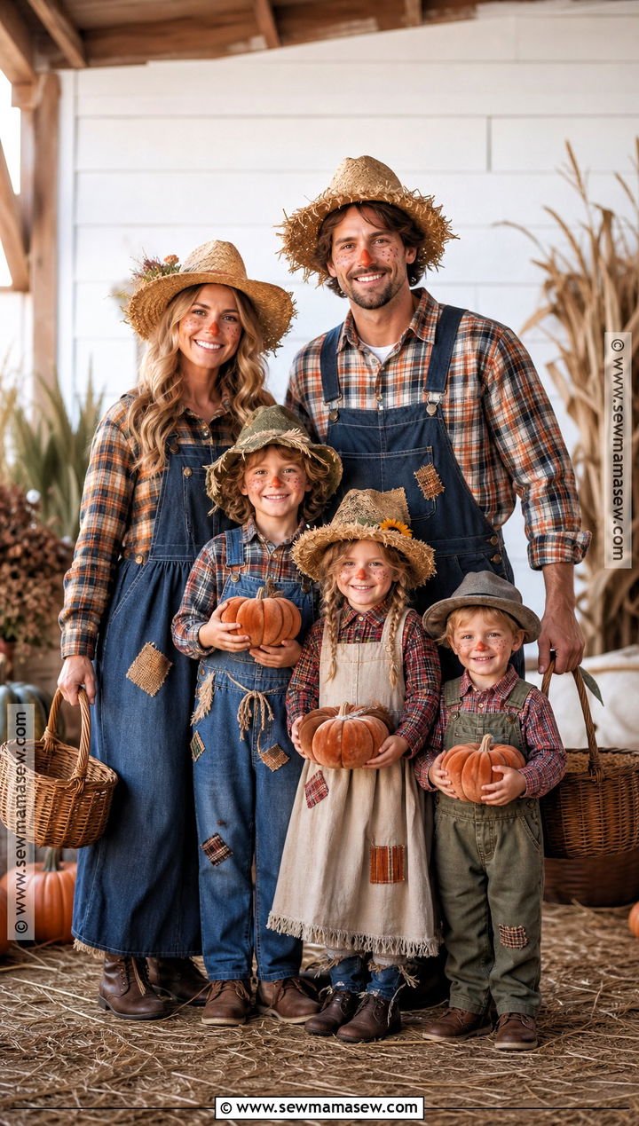 Family Scarecrow Outfit With Coordinating Flannel - 30 scarecrow outfit ideas