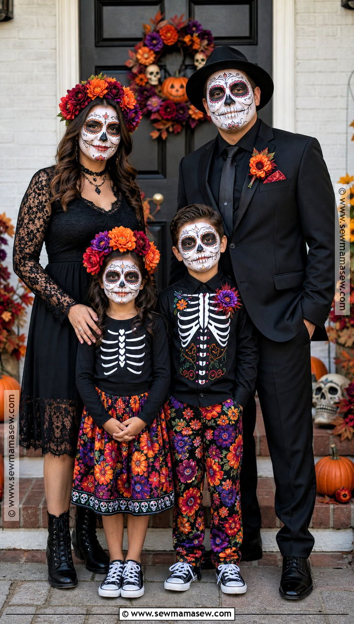 Family Sugar Skull Costume - 35 sugar skull costume ideas
