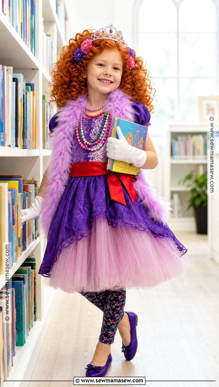Fancy Nancy Book Costume With Purple Dress - 35 fancy nancy halloween costume ideas
