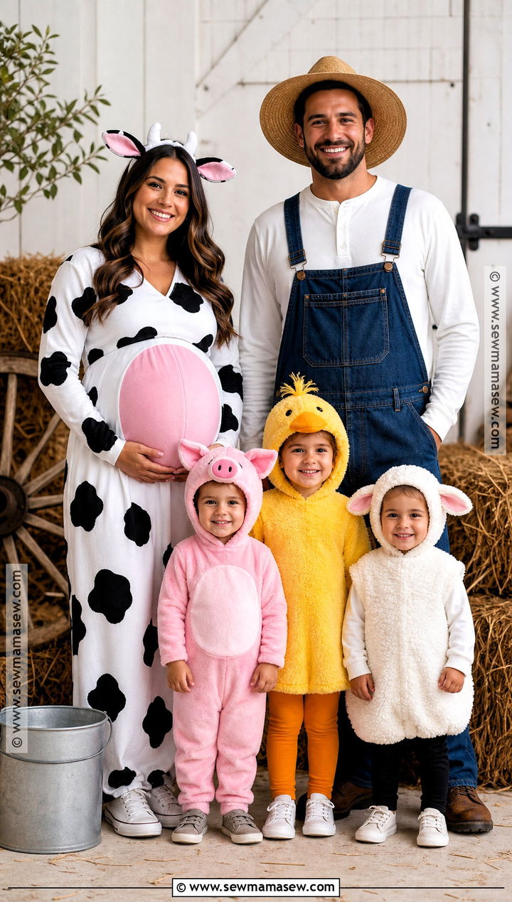Farm Animal Family Costume - 30 pregnant halloween costumes for family