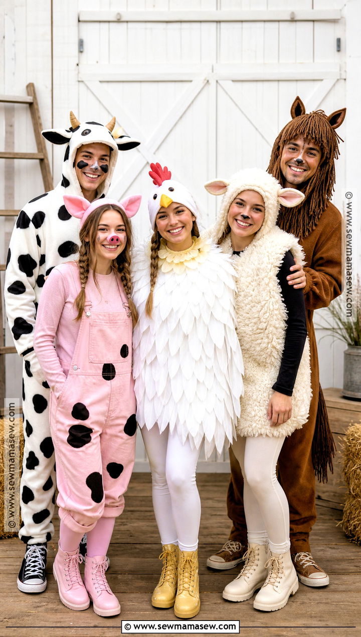 Farm Animals Group Halloween Costume - 35 group of 5 halloween costumes
