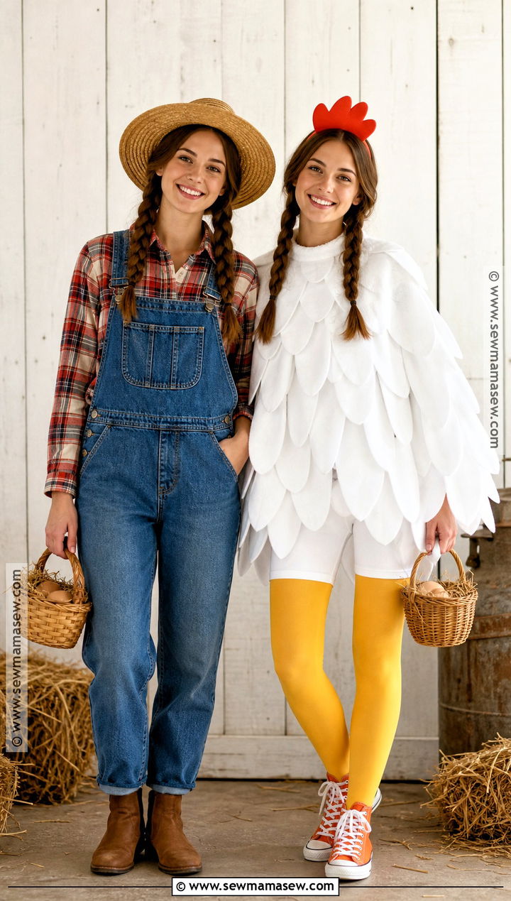 Farmer And Chicken Twin Costume - 35 twin costume ideas
