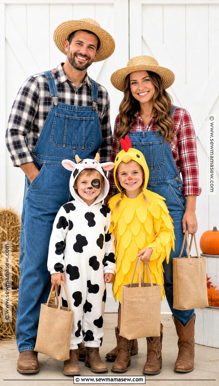 Farmer And Farm Animals Family Costume - 35 family costumes for four