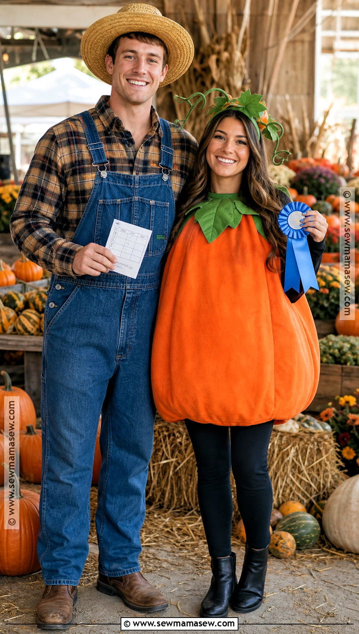 Farmer And Prize Pumpkin Couple Costume - 35 funny halloween costumes for couples
