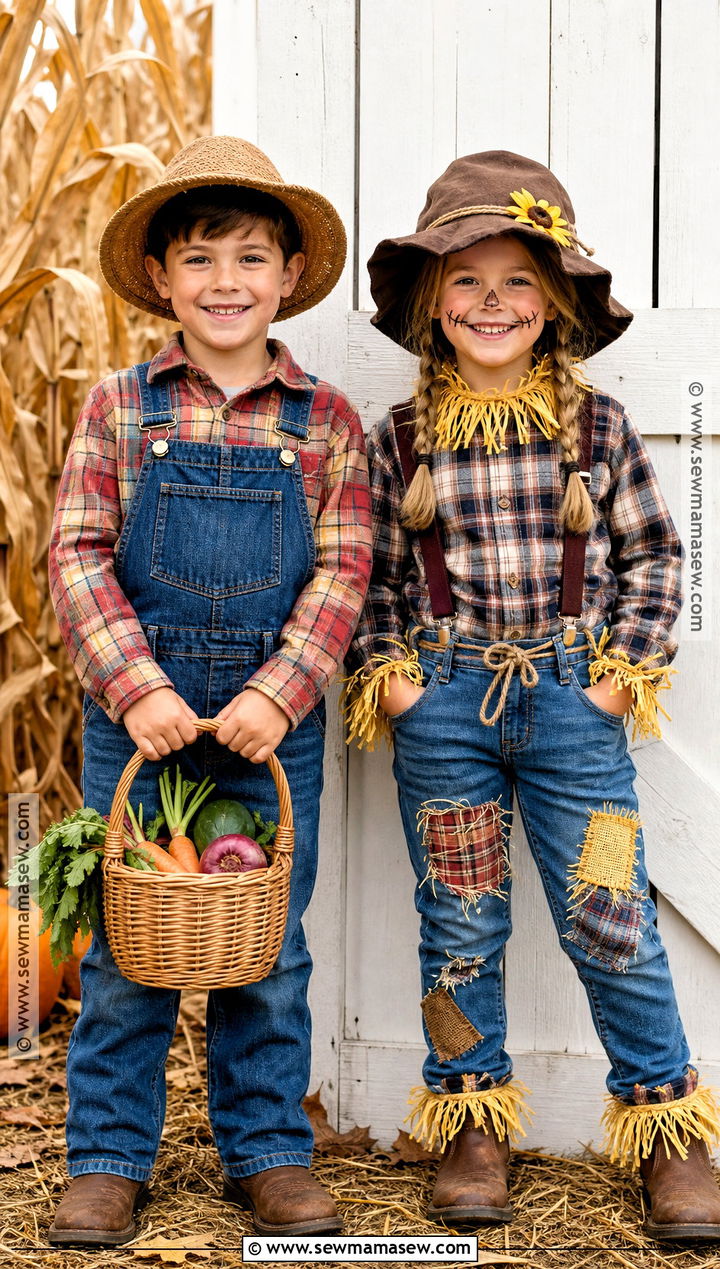 Farmer And Scarecrow Costume - 30 brother sister halloween costumes for kids