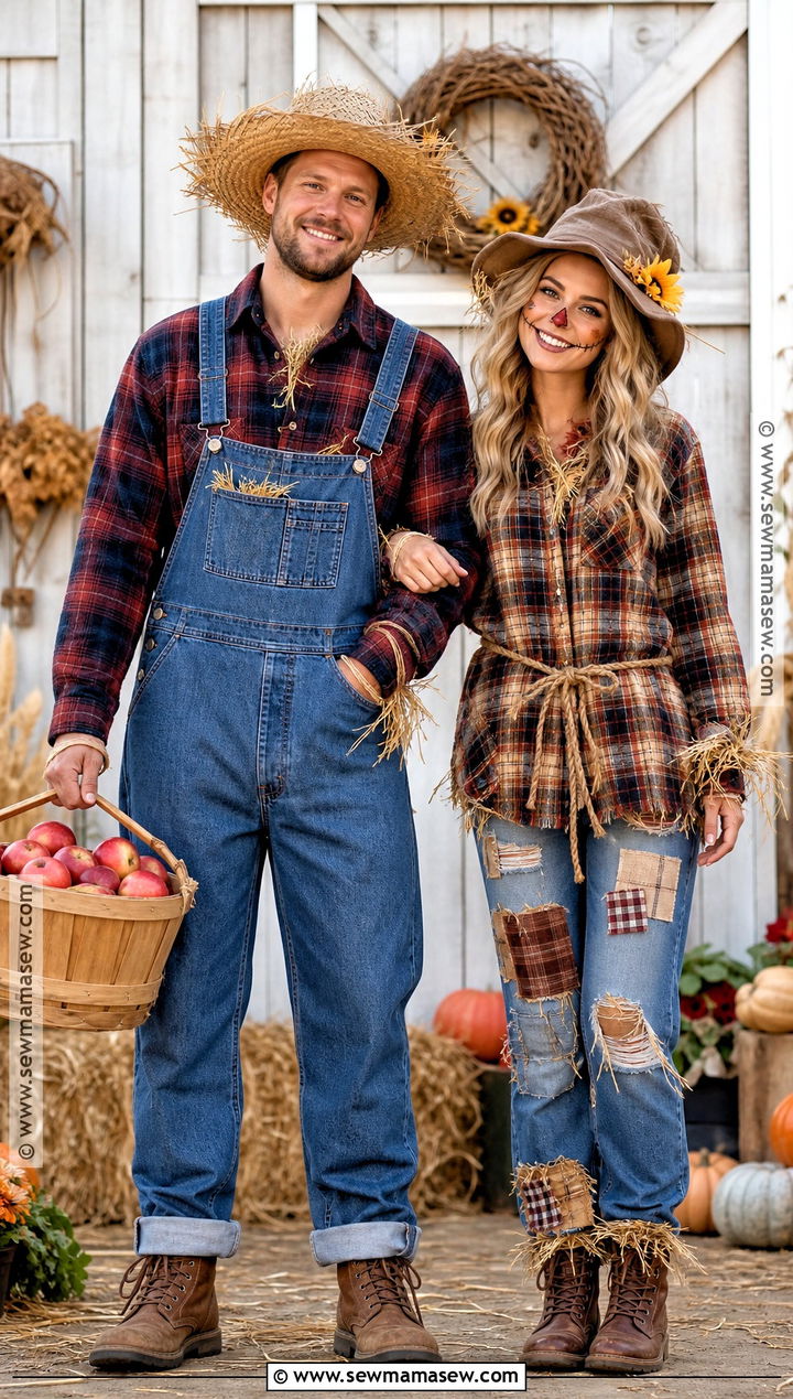 Farmer And Scarecrow Couple Costume - 35 easy halloween costumes for couples