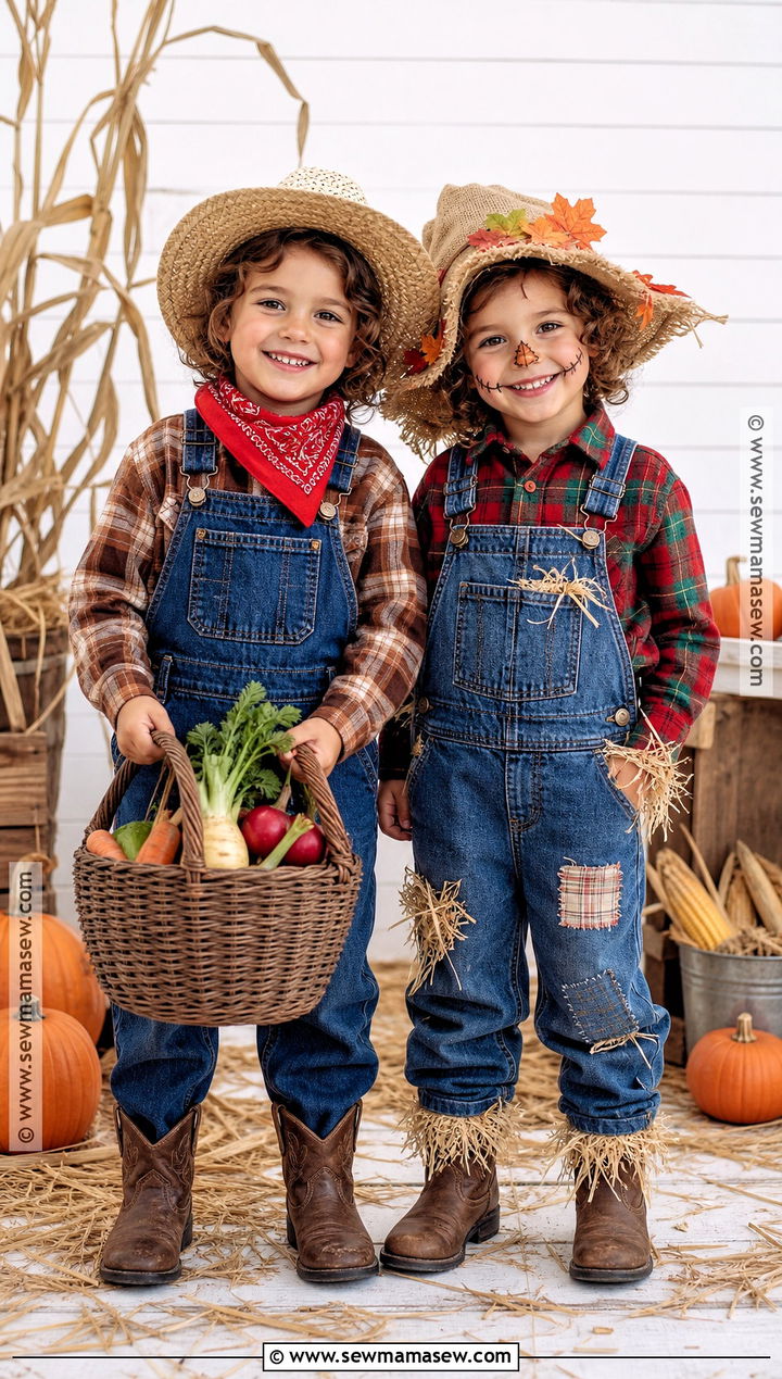 Farmer And Scarecrow Twins Costume - 30 twins costume ideas