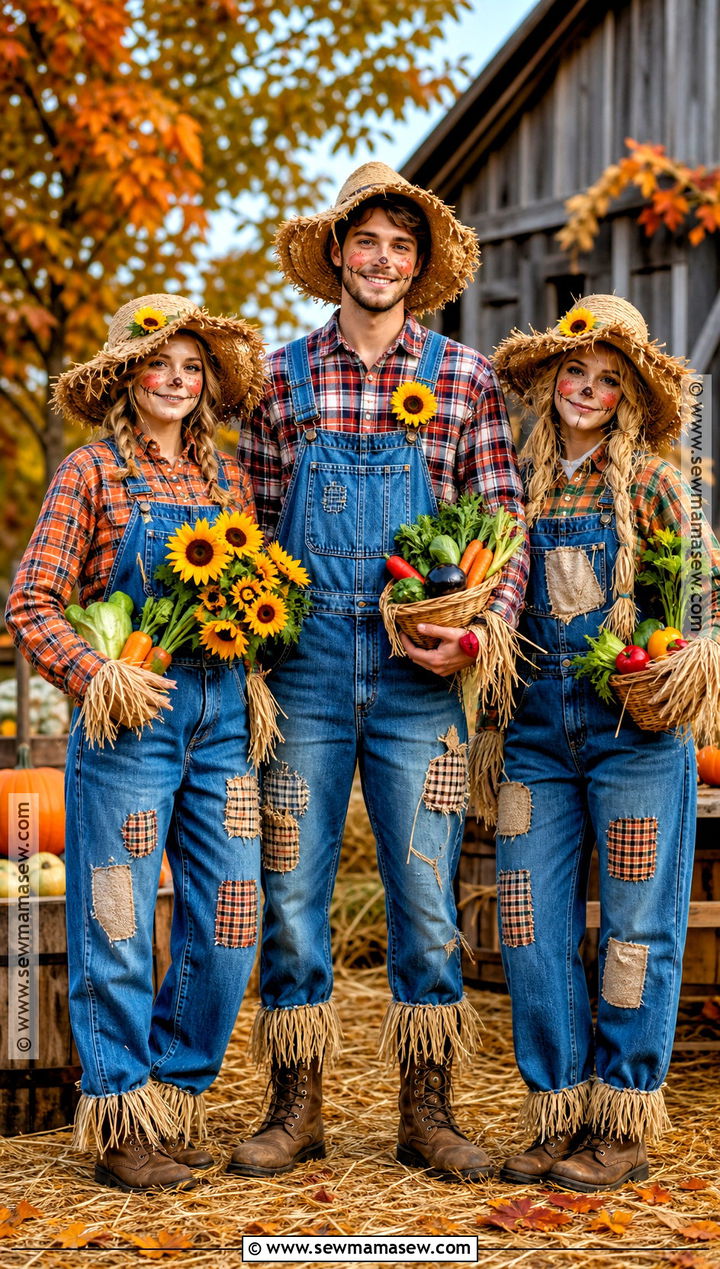 Farmer And Two Scarecrows Costume - 45 3 person halloween costume ideas