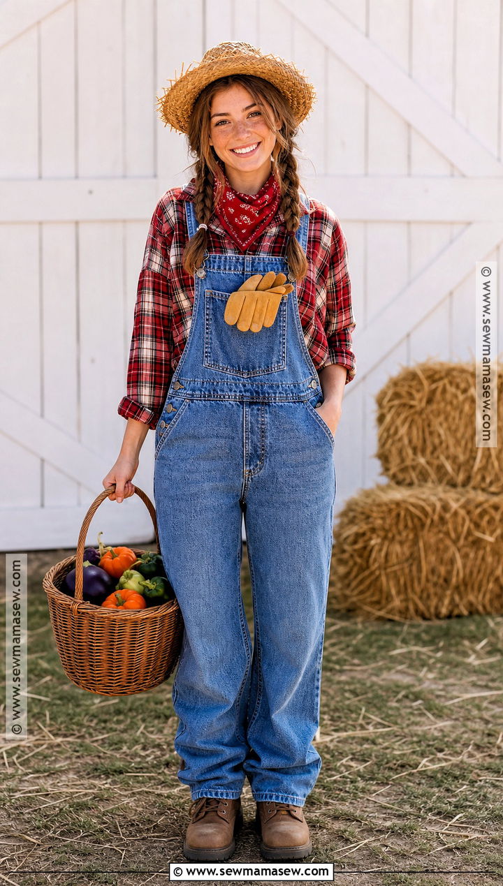 Farmer Costume With Denim Overalls - 30 halloween costumes with overalls
