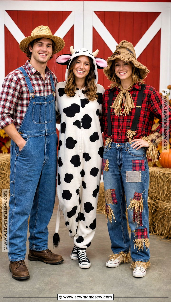 Farmer Cow And Scarecrow Trio Costume - 30 easy trio costumes