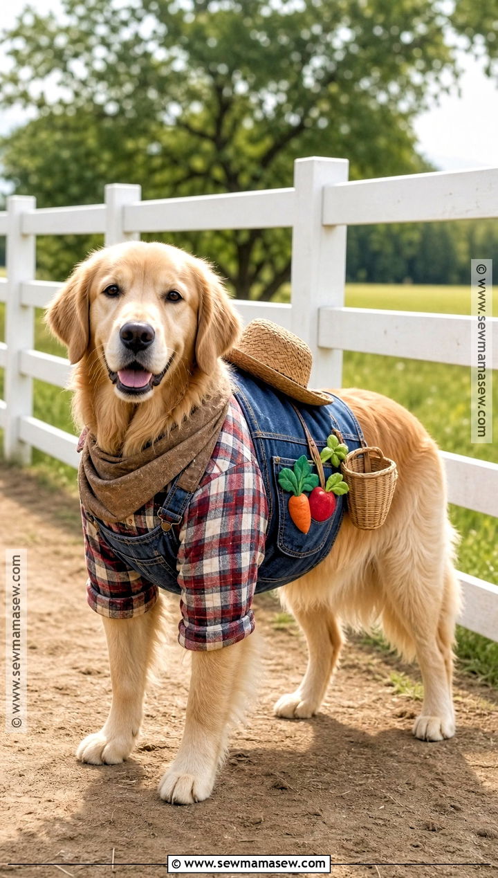 Farmer Dog Costume With Plaid Shirt - 35 dog costume ideas