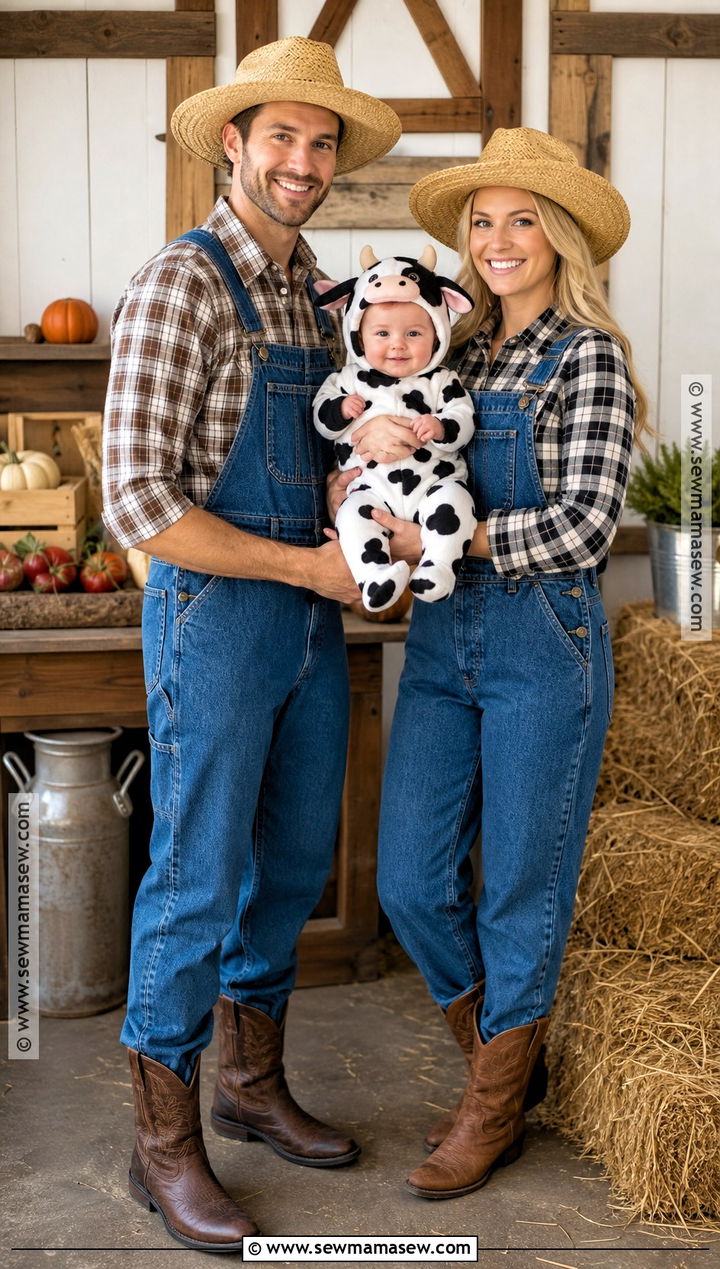 Farmer Family And Baby Cow Costume - 40 family costumes with for babies