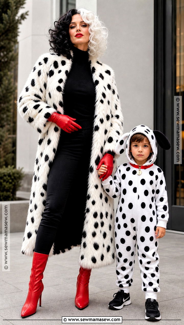 Fashion Villain And Dalmatian Costume - 30 mommy and son halloween costumes