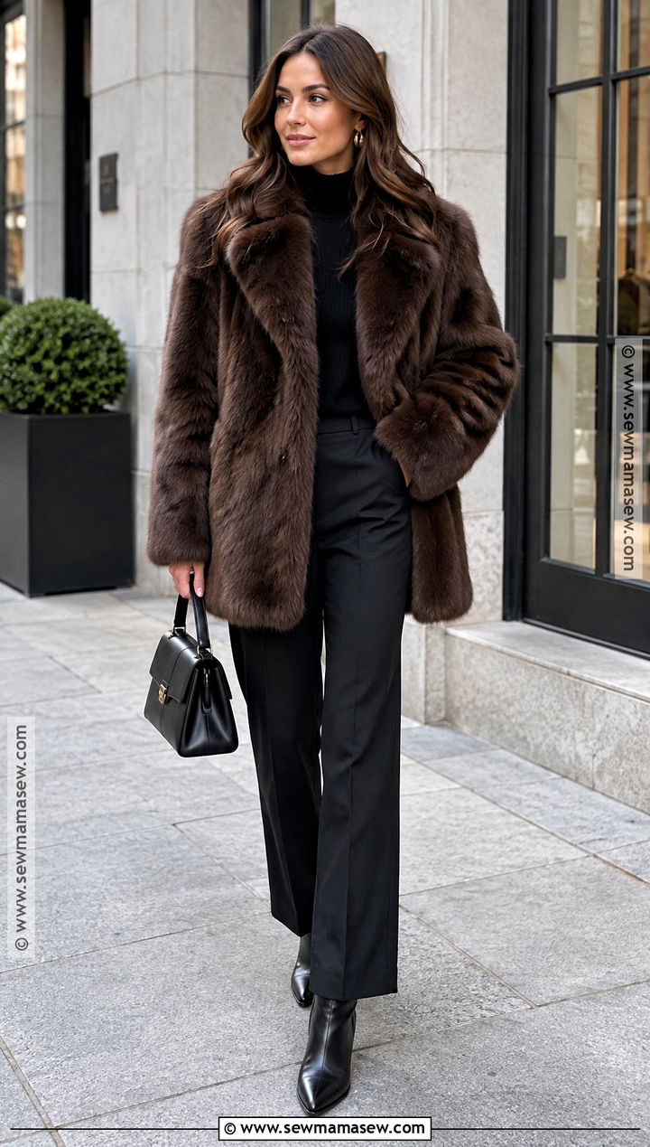 Faux Fur Coat And Minimal Black Fall Outfit - 15 Fall 2026 Fashion Inspiration Ideas