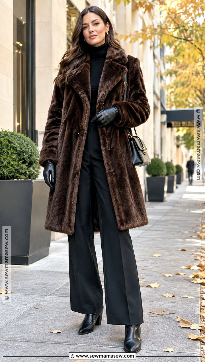 Faux Fur Coat And Trousers Outfit - 15 2026 fall styles for women