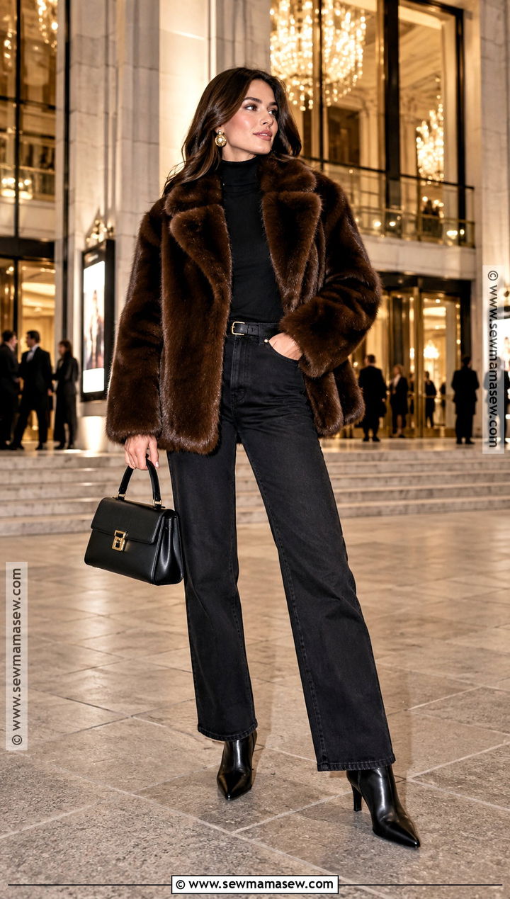 Faux Fur Coat Fall Outfit With Black Jeans - 30 fall outfits 2026