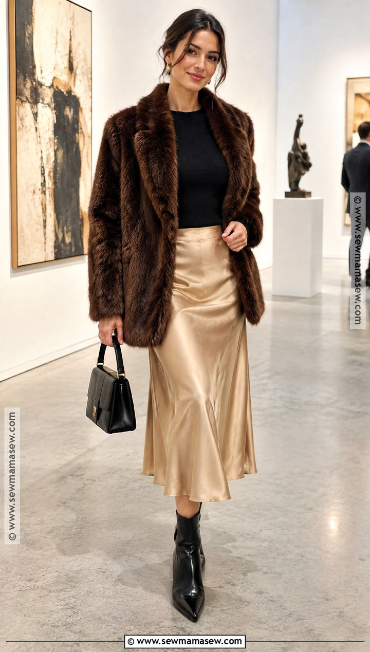 Faux Fur Coat With Satin Skirt - 25 fall coats