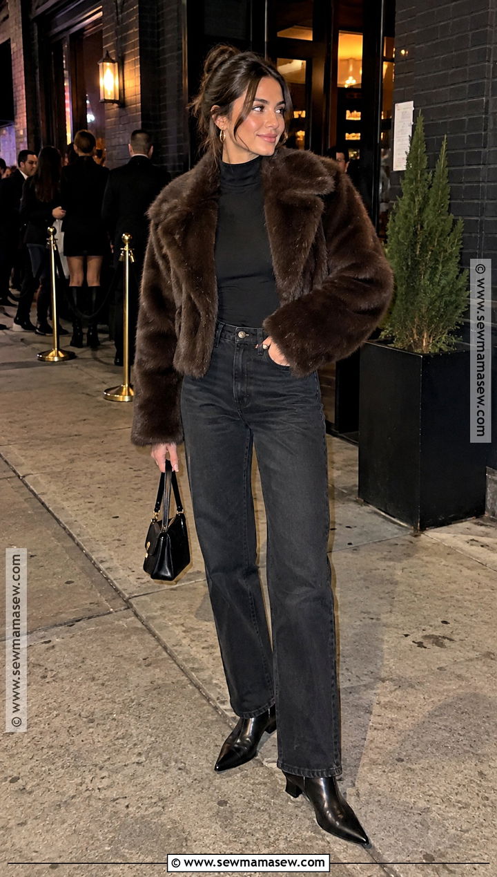 Faux Fur Jacket And Straight Leg Jeans NYC Fall Night Outfit - 15 nyc fall night outfits