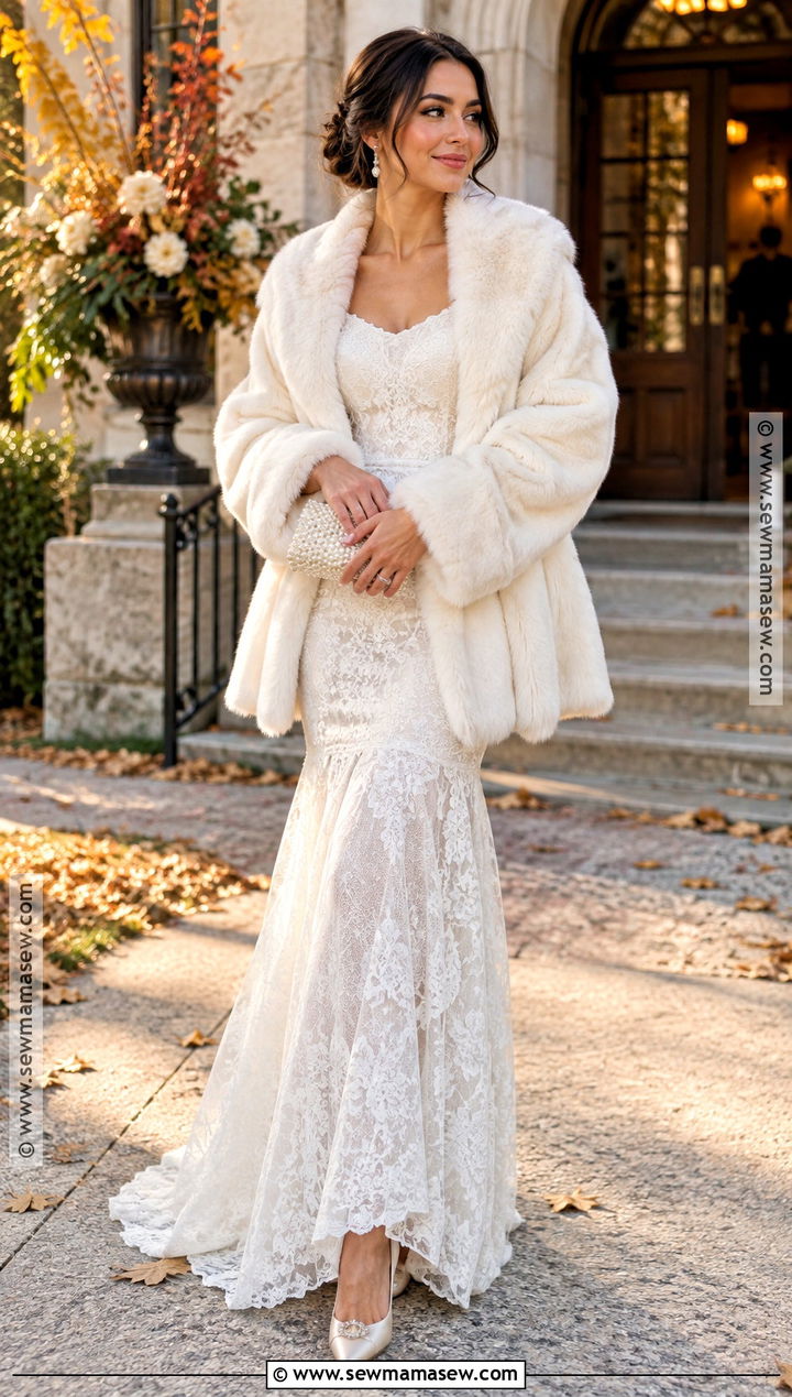 Faux Fur Wedding Coat - 15 fall wedding coats for brides