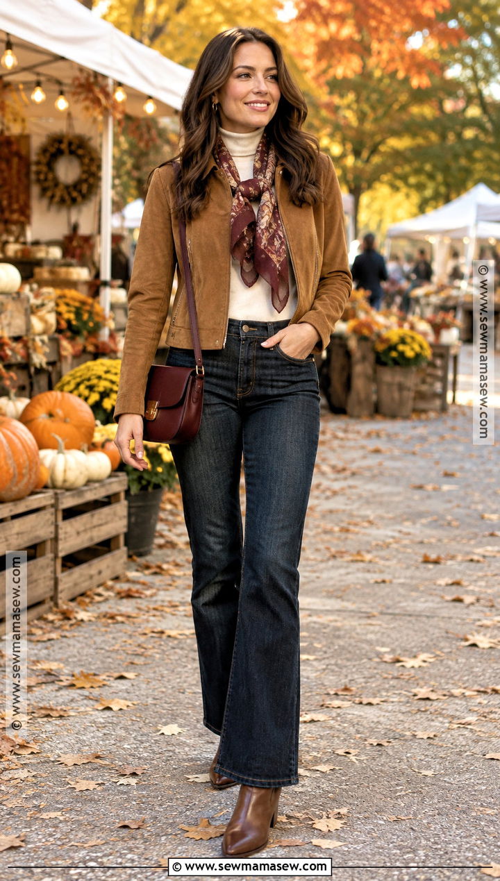 Faux Suede Jacket Autumn Festival Outfit - 25 autumn festival outfit ideas