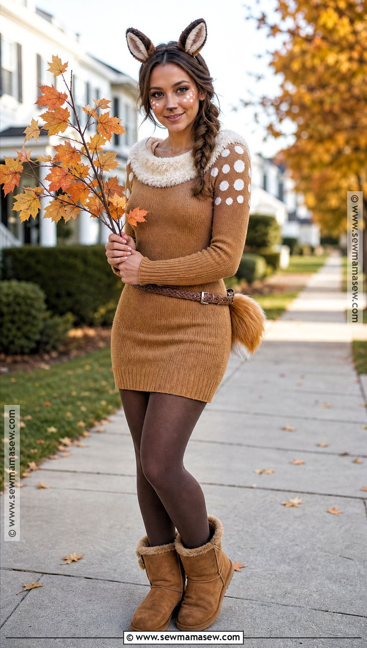 Fawn Costume With Sweater Dress - 30 fawn halloween costume ideas