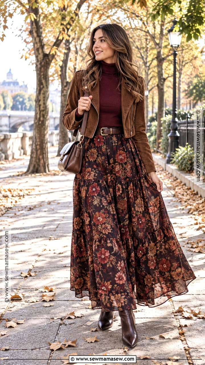 Feminine Autumn Maxi Skirt And Turtleneck Outfit - 20 Autumn Outfits Feminine