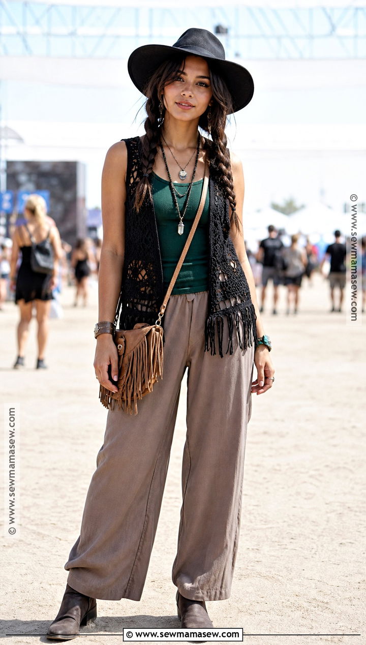 Festival Witch Outfit With Crochet Layers - 35 witches outfit ideas