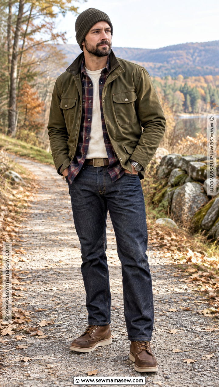 Field Jacket And Flannel Shirt Fall Outfit - 20 mens fall outfit ideas