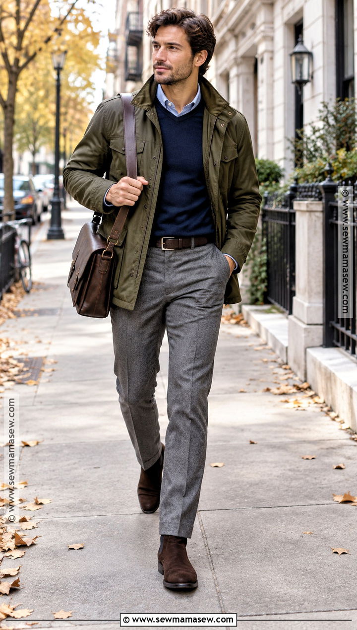 Field Jacket And Gray Flannel Trousers Autumn Outfit - 15 mens autumn outfits 2026