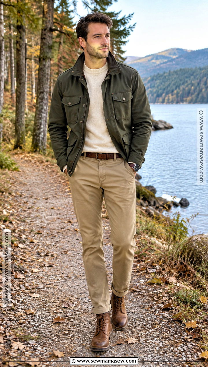 Field Jacket And Khaki Chinos Fall Engagement Outfit - 15 men fall engagement outfit ideas