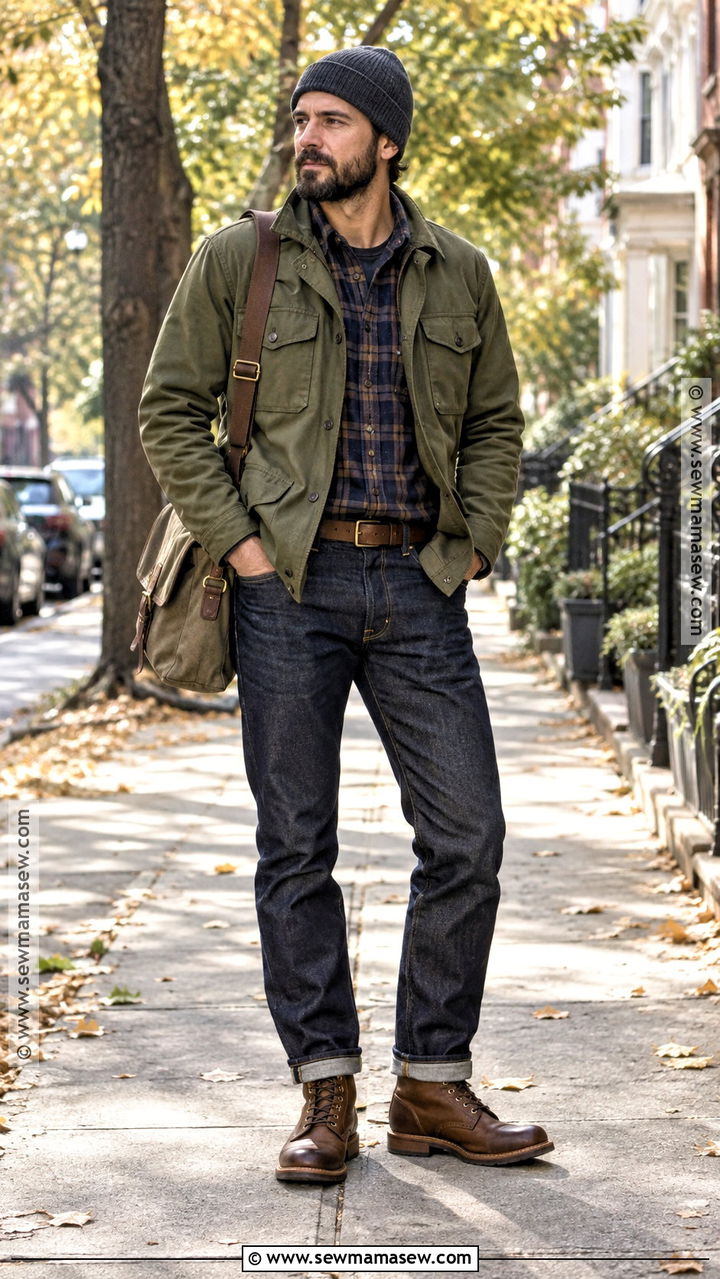 Field Jacket And Raw Denim Fall Outfit - 20 mens fall street style ideas
