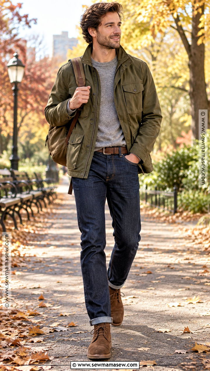 Field Jacket With Dark Jeans Fall Fit - 20 fall fit ideas for men