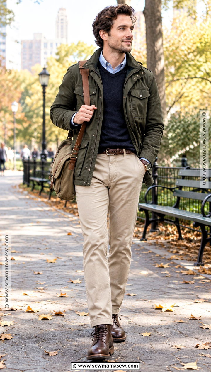 Field Jacket With Oxford Shirt And Chinos - 20 fall winter outfits for men