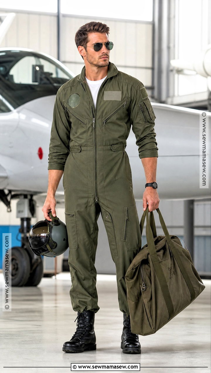 Fighter Pilot Costume With Green Flight Suit - 45 mens halloween costumes
