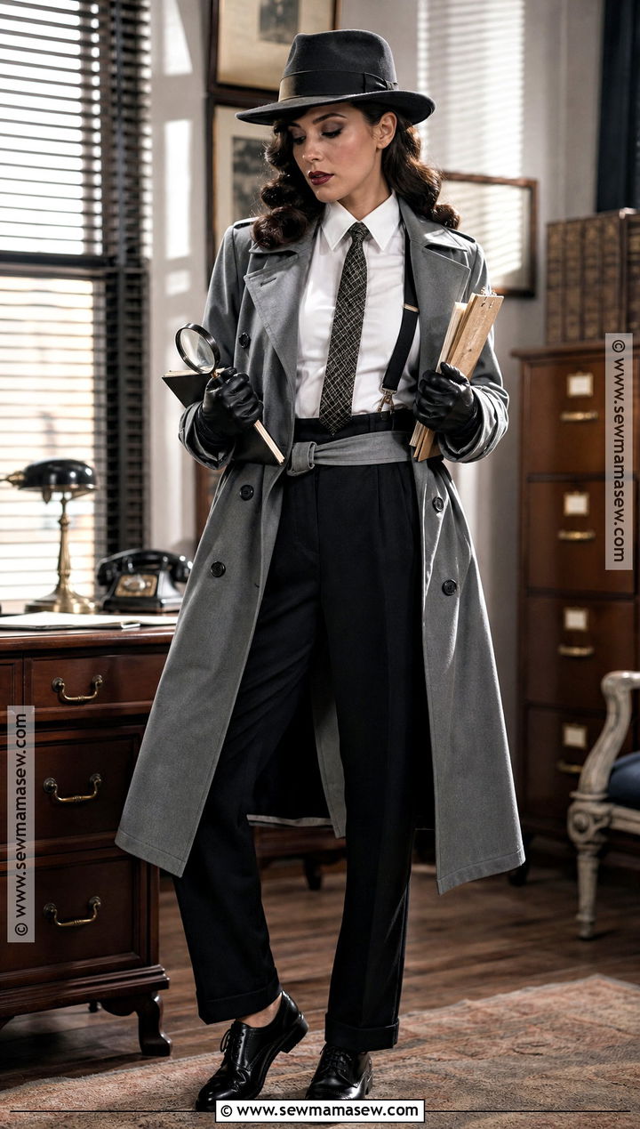 Film Noir Detective Costume With Trench Coat - 40 aesthetic halloween costumes