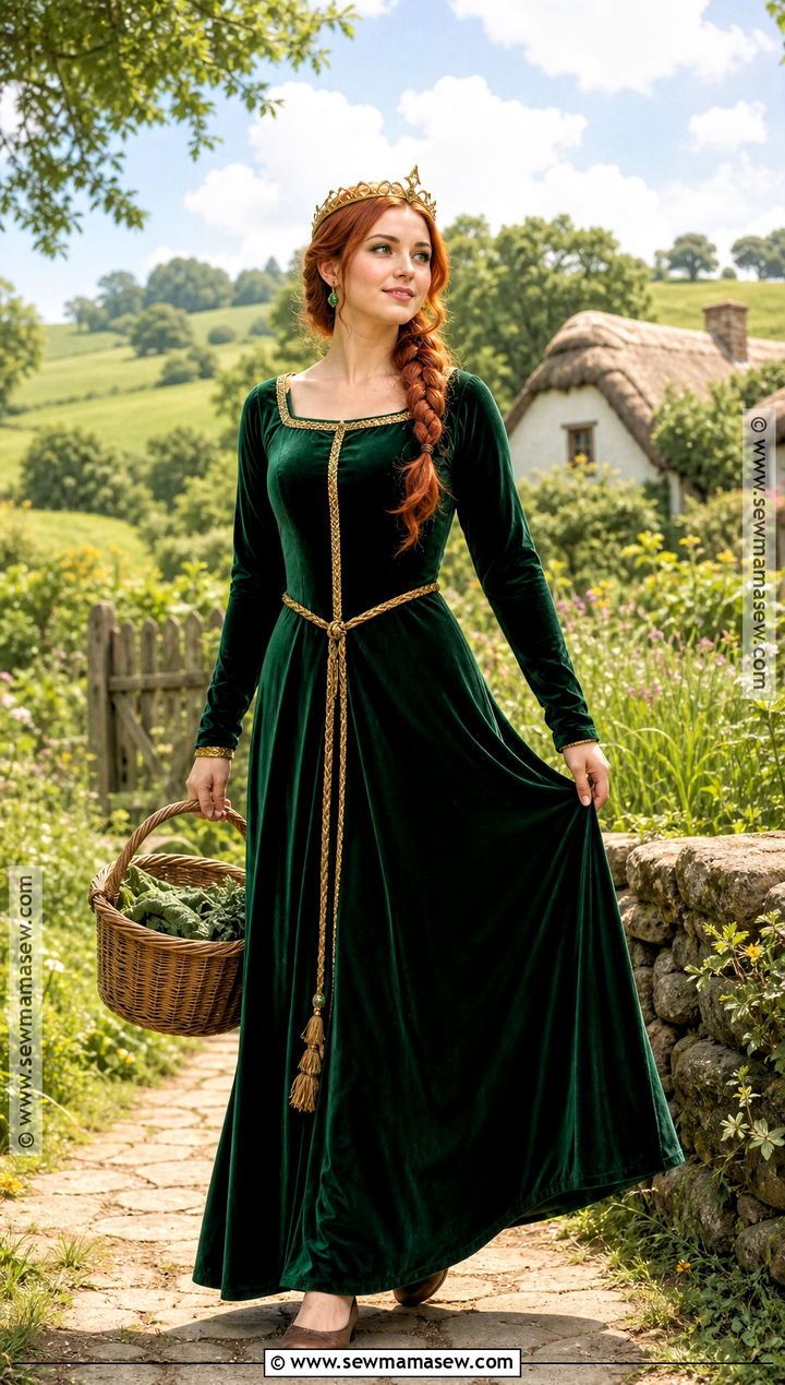 Fiona Princess Costume With Green Medieval Gown - 35 Princess Costume Ideas