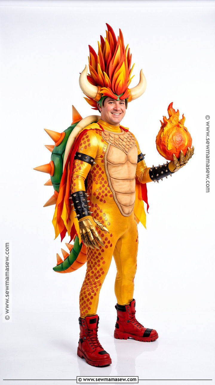 Fire Bowser Cosplay With Flame Cape - 30 bowser cosplay ideas