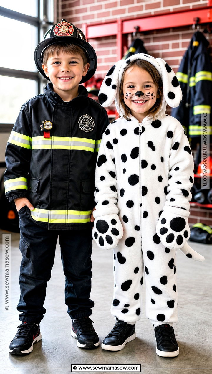 Firefighter And Dalmatian Costume - 30 brother sister halloween costumes for kids