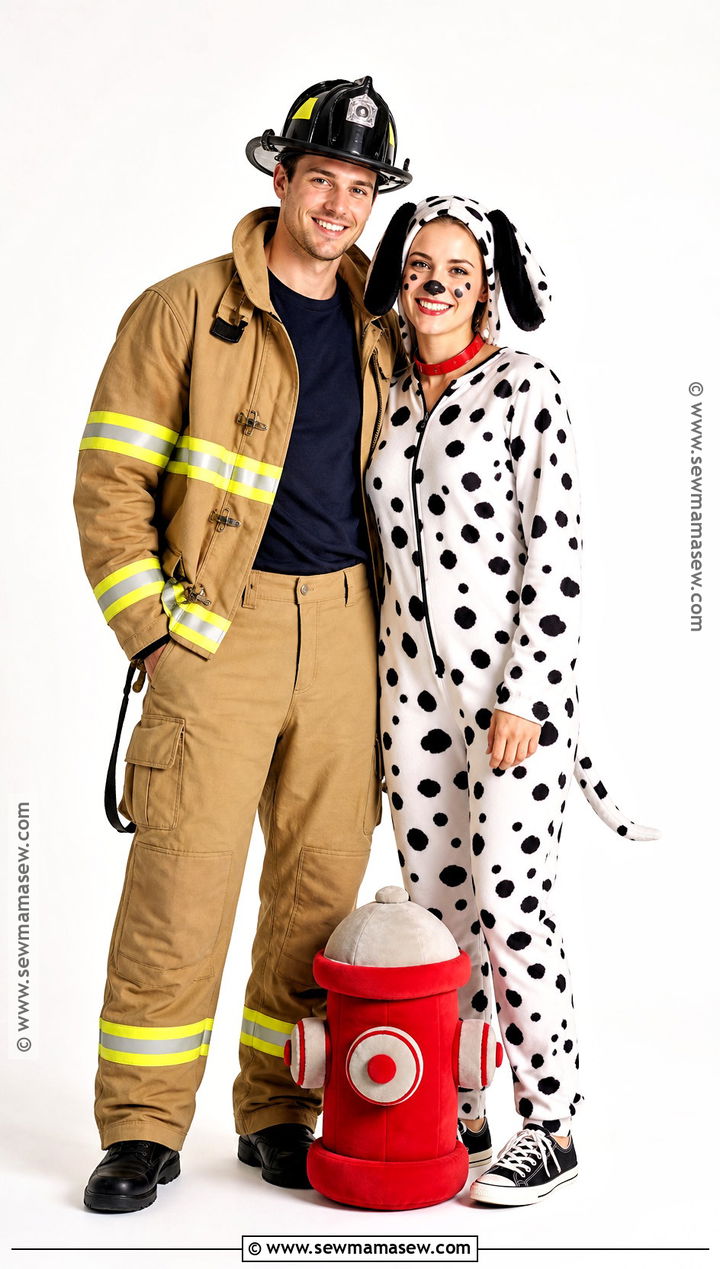 Firefighter And Dalmatian Couple Costume - 35 matching couple costumes