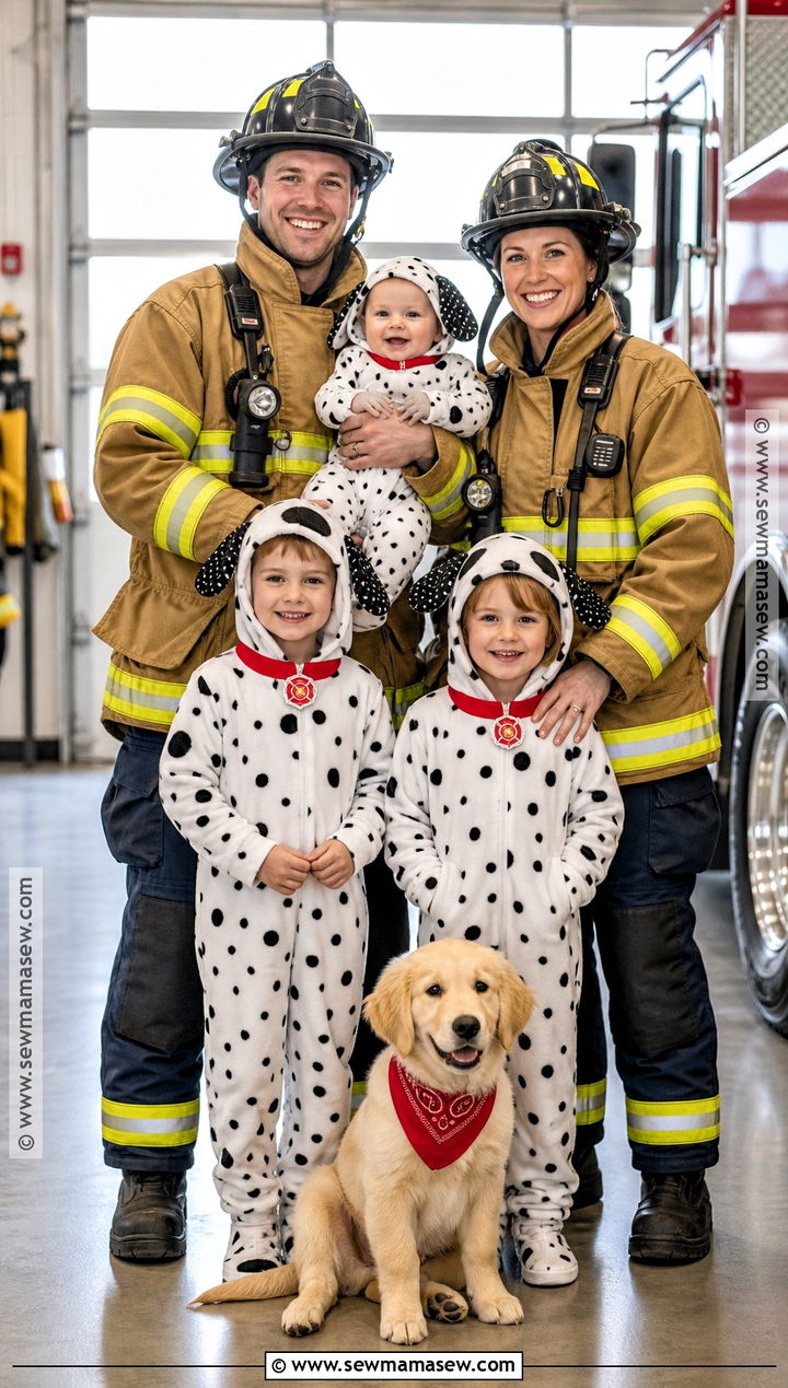 Firefighter And Dalmatian Family Costume - 45 family costumes