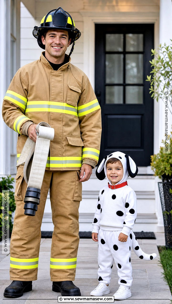 Firefighter And Dalmatian Matching Costume - 30 Matching Costume Ideas