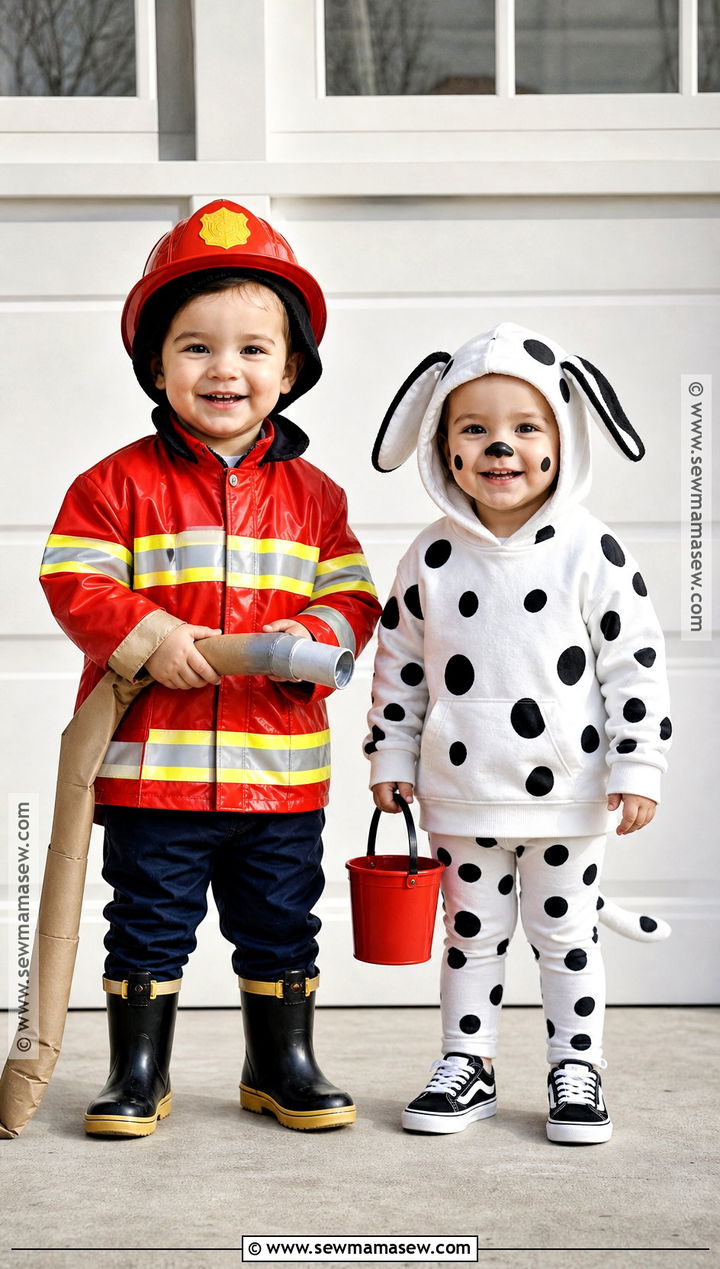 Firefighter And Dalmatian Twin Costume - 35 twin costume ideas