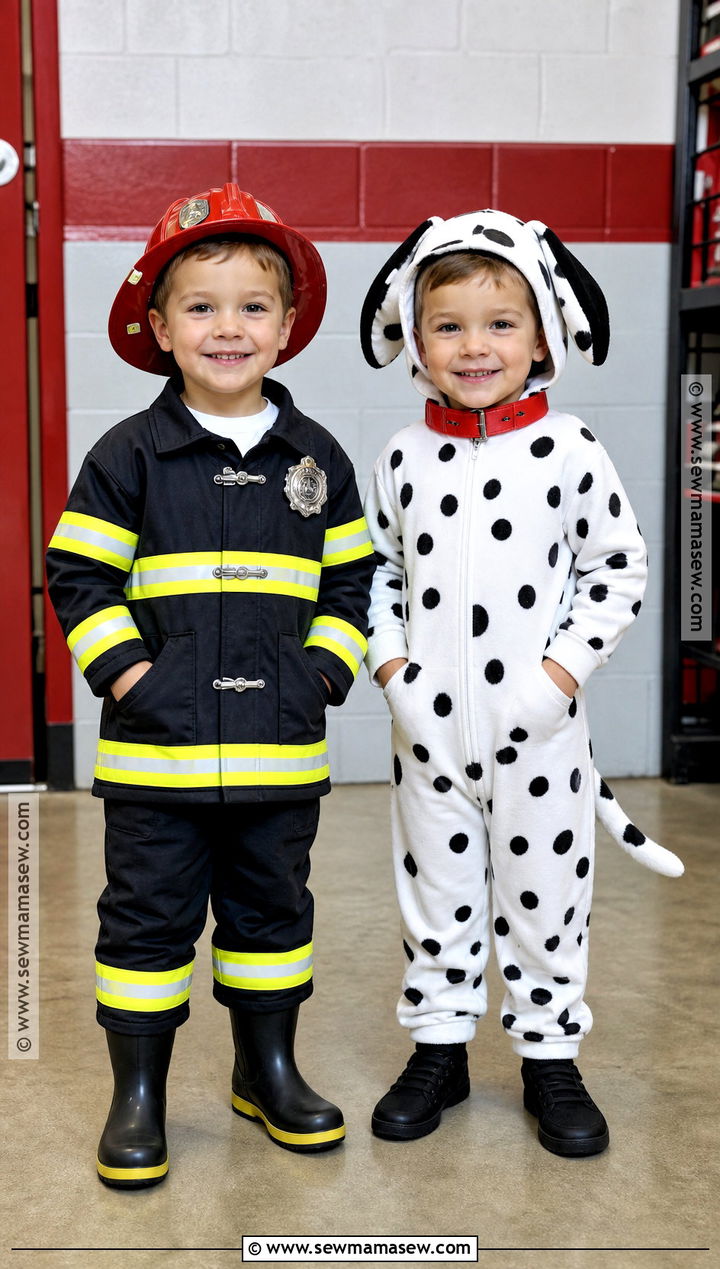Firefighter And Dalmatian Twins Costume - 30 twins costume ideas