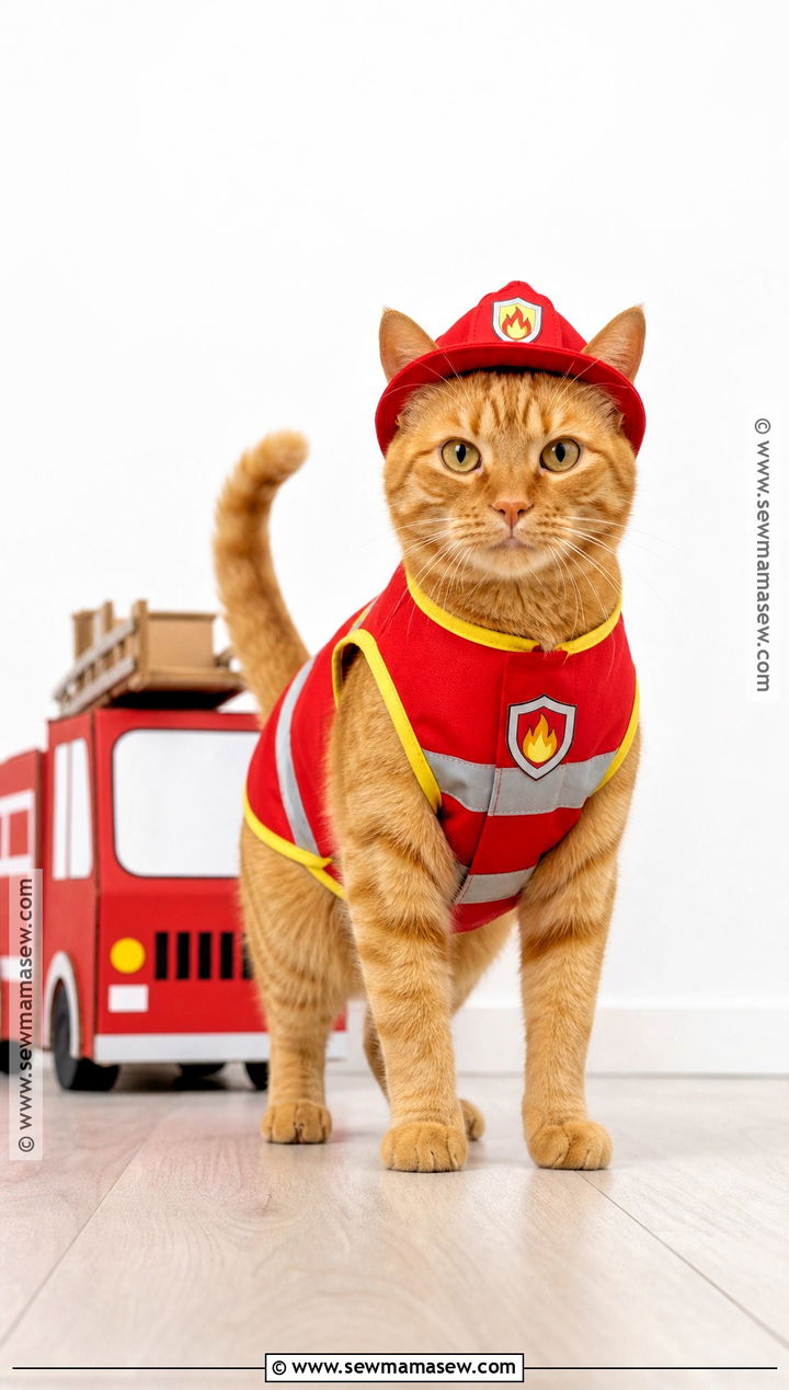 Firefighter Cat Costume - 30 Halloween Costume Ideas for Cats