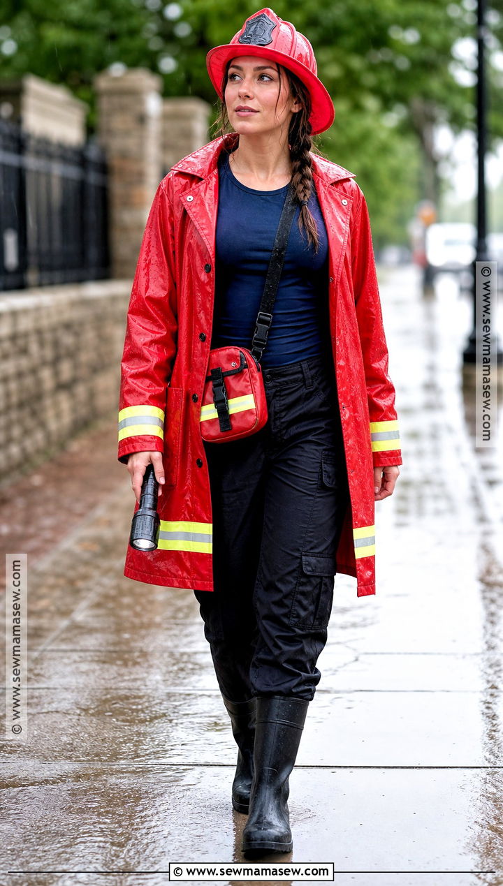 Firefighter Costume With Red Raincoat - 35 firefighter costume ideas for women