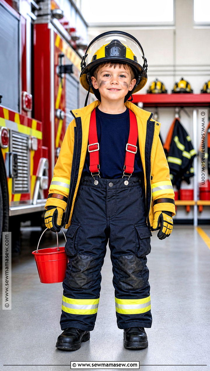 Firefighter Costume With Red Suspenders - 40 boys halloween costumes