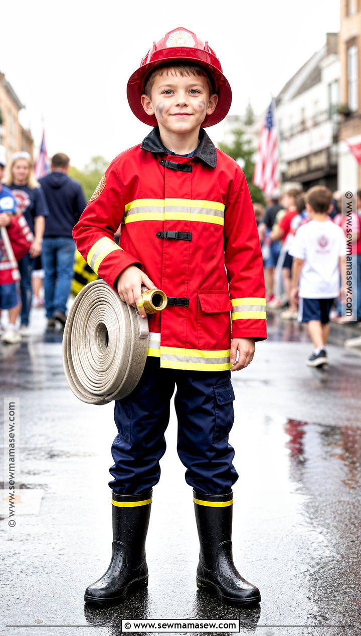 Firefighter Costume With Reflective Jacket - 30 kid costume ideas