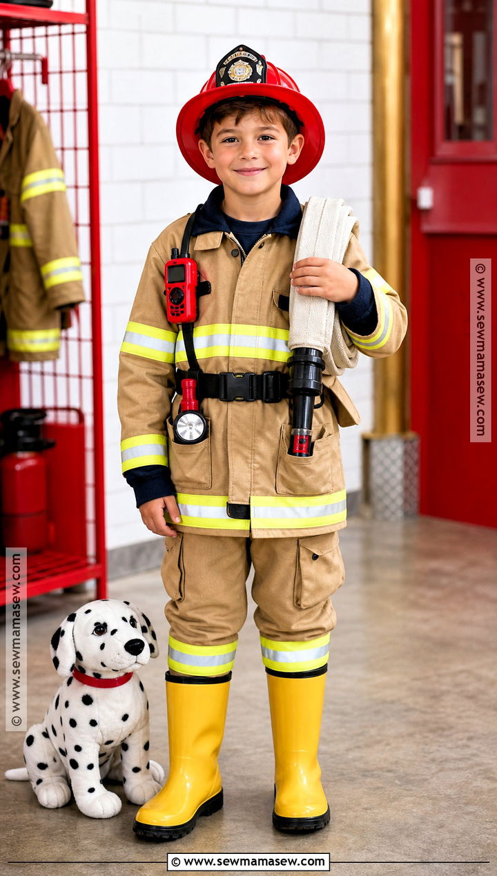 Firefighter Costume With Yellow Boots - 30 halloween costumes kids for boys