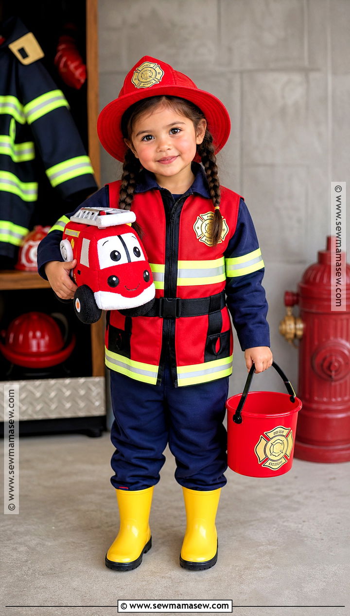 Firefighter Costume With Yellow Rain Boots - 30 toddler girl costume ideas